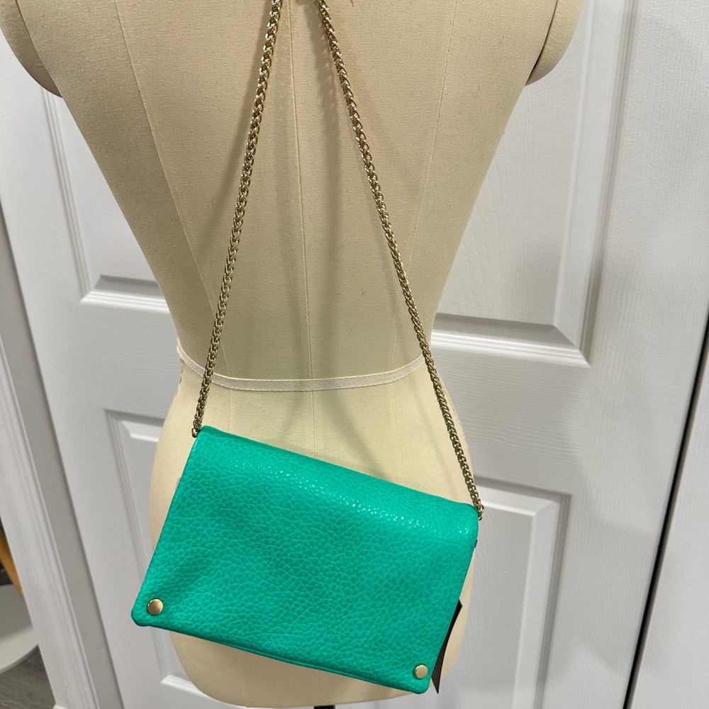 Street Level Turquoise Clutch with Gold Chain